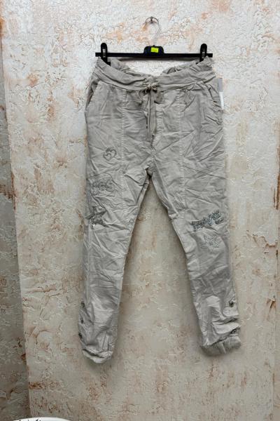 İthal pul payetli pantolon Bej