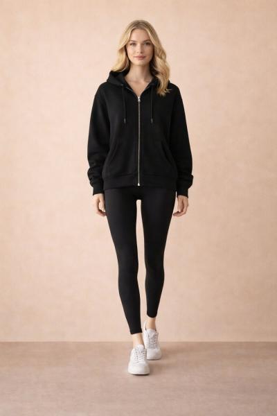 KAPŞONLU FERMUARLI HIRKA  Siyah