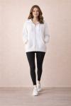 KAPŞONLU FERMUARLI HIRKA  Beyaz