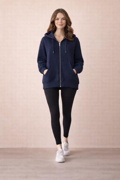 KAPŞONLU FERMUARLI HIRKA  Lacivert