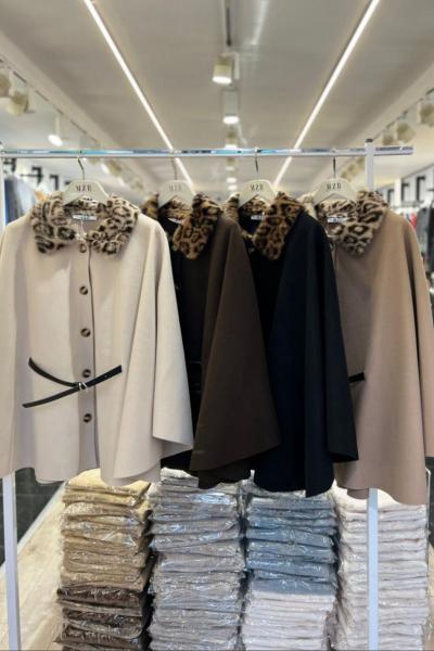 YAKA KÜRK STANDART BEDEN KAŞE PANÇO  Acı Kahve