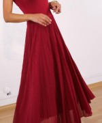 PİLİSELİ İKİLİ ELBİSE  Bordo