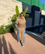 JEAN DETAY İKİLİ TASARIM TAKIM Sütlü Kahve