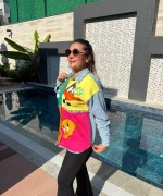 KARAKTER BASKILI JEAN CEKET Mavi