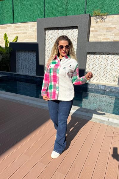 BUKLET EKOSE TASARIM GÖMLEK  Pembe