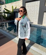 SIRT SMILEY YAZILI TASARIM KOT CEKET  Mavi