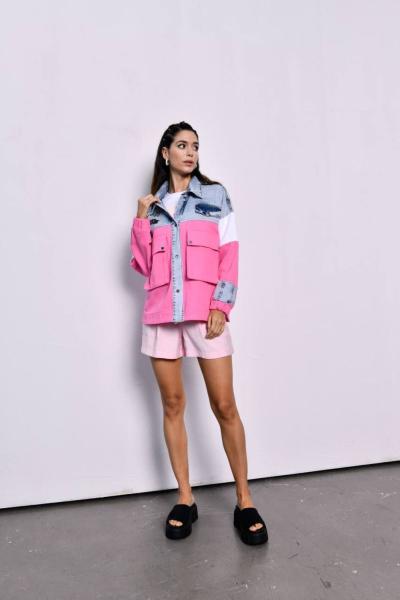 GABARDİN JEAN DETAYLI TASARIM KOT CEKET  Mavi