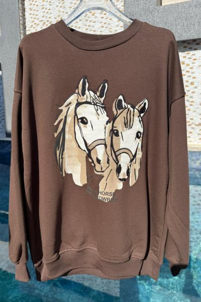 AT BASKILI SWEAT  Acı Kahve