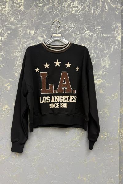 LA LOS ANGELES 1991 YAZILI SWEAT Siyah