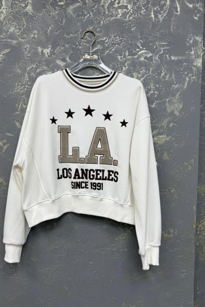 LA LOS ANGELES 1991 YAZILI SWEAT Beyaz