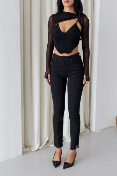 UZUN TAŞLI BÜYÜK BEDEN PANTOLON  Siyah