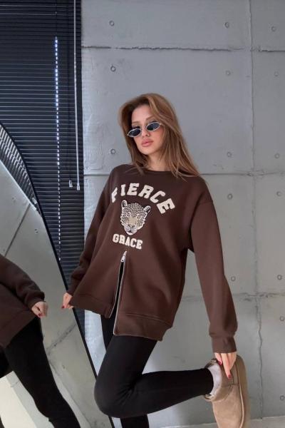 FIERCE GRACE KAPLAN BASKILI SWEAT  Acı Kahve