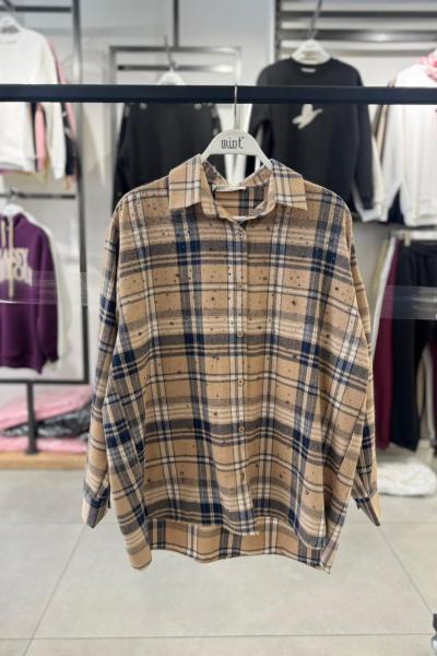 TAŞLI EKOSE ODUNCU GÖMLEK  Vizon