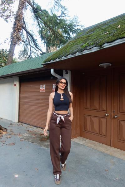 FULAR DETAY EŞOFMAN ALTI  Acı Kahve