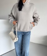 CULTERE YAZILI KAPŞONLU SWEAT Gri