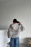 CULTERE YAZILI KAPŞONLU SWEAT Gri