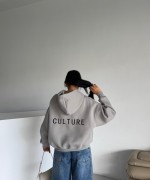 CULTERE YAZILI KAPŞONLU SWEAT Gri