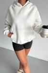 CULTERE YAZILI KAPŞONLU SWEAT Beyaz
