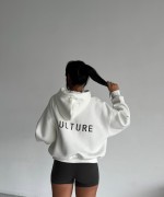 CULTERE YAZILI KAPŞONLU SWEAT Beyaz