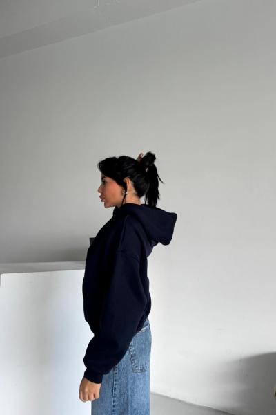 CULTERE YAZILI KAPŞONLU SWEAT Lacivert