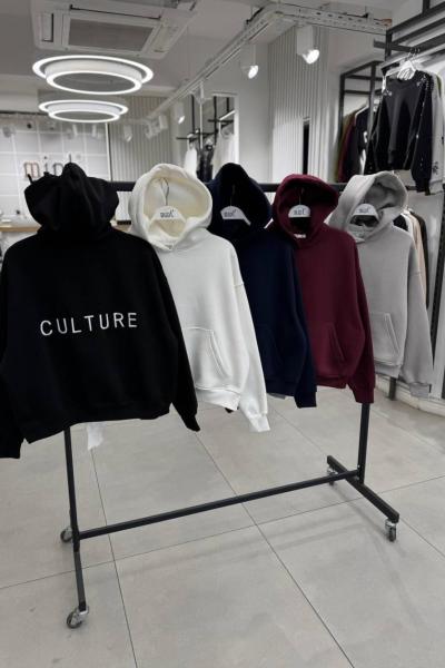 CULTERE YAZILI KAPŞONLU SWEAT Siyah