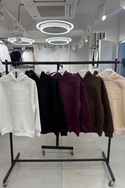 GES KABARTMALI KAPŞONLU SWEAT  Bej