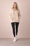KAPŞONLU FERMUARLI HIRKA  Krem