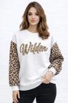 WILDEN KOL LEOPAR DETAYLI SWEAT Beyaz