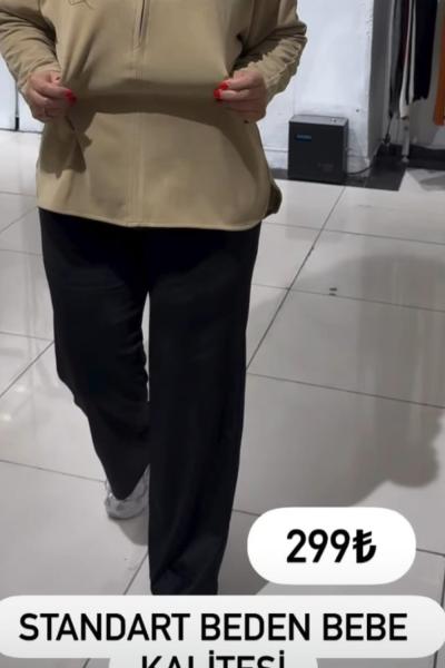 YARIM FERMUAR KAPŞONLU KAZAK Sütlü Kahve