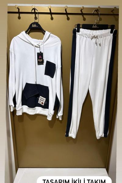 JEAN DETAY TASARIM İKİLİ TAKIM  Beyaz