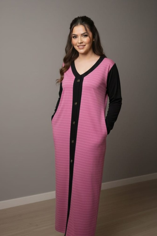 ÇİZGİLİ ELBİSE  Pembe