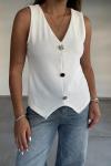 Düpme Aksesuarlı Yelek Beyaz