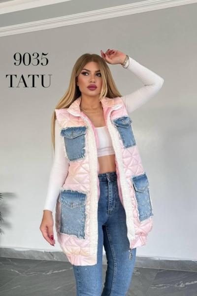 İTHAL JEAN DETAY YELEK Pembe