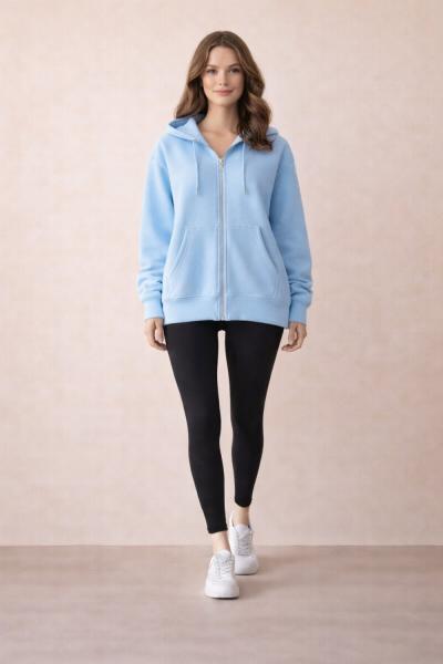 KAPŞONLU FERMUARLI HIRKA  Mavi