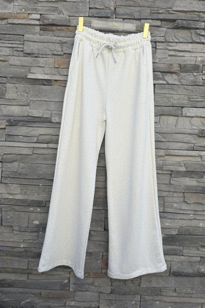 ŞARDONLU FULL TAŞLI EŞOFMAN ALTI  Beyaz