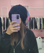 PELUŞ DÜZ ŞAPKA  Siyah