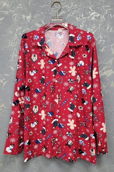 BÜYÜK BEDEN DESENLİ PİJAMA TAKIMI Kırmızı