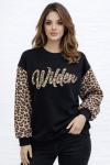 WILDEN KOL LEOPAR DETAYLI SWEAT Siyah