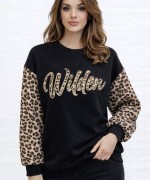 WILDEN KOL LEOPAR DETAYLI SWEAT Siyah