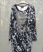 Leopar kaplan detay ithal elbise Siyah