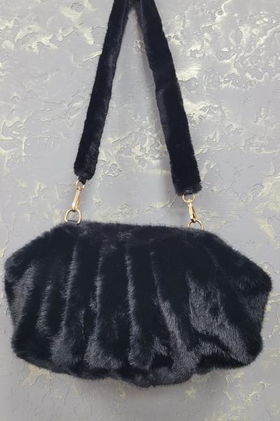 KLİPSLİ PELUŞ ÇANTA  Siyah