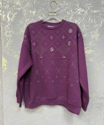 ŞARDONLU .BAKLAVA ÇİÇEK SWEAT Mürdüm