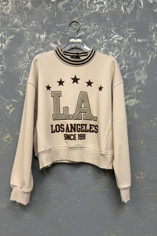 ŞARDONLU LA LOS ANGELES SWEAT  Bej
