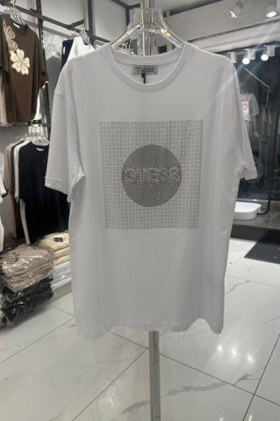 GES YUVARLAK DETAYLI TİŞÖRT  Beyaz