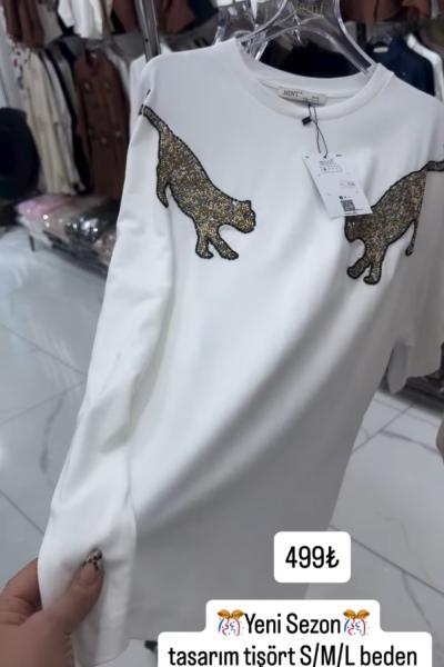 İKİ TARAF KAPLAN DETAYLI TİŞÖRT  Beyaz