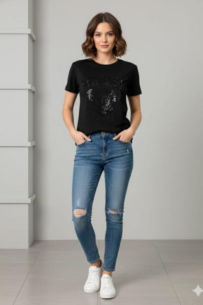 MCKY VOURSTY BASKILI TİŞÖRT  Siyah