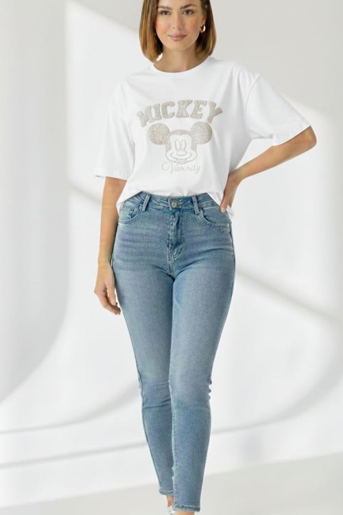 MCKY VOURSTY BASKILI TİŞÖRT  Beyaz