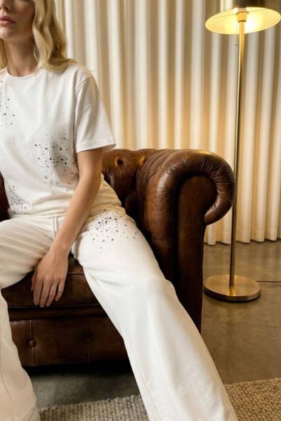 ÜÇ TARAF TAŞLI İKİLİ TAKIM  Beyaz