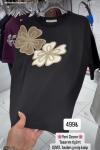 İKİ BÜYÜK PAPATYALI TİŞÖRT  Siyah