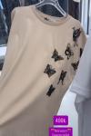 ÇOKLU OMUZ KELEBEK DETAY TİŞÖRT Bej